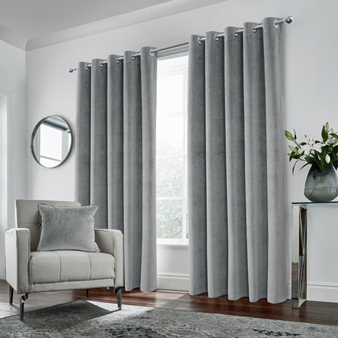 Hampton (Blackout) Eyelet, Grey - Ready Made Curtains - Image 3